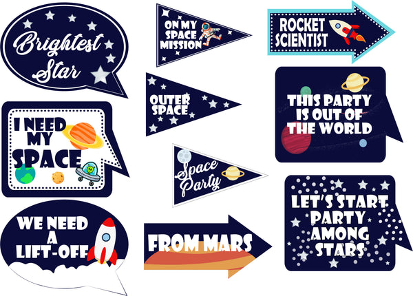 Space Birthday Party Photo Props Kit
