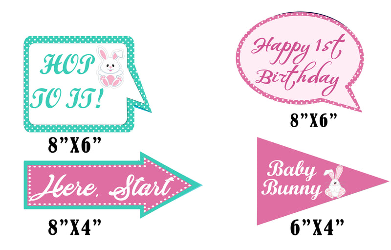 Bunny Birthday Party Photo Props Kit