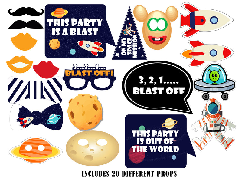 Space Birthday Party Photo Booth Props Kit