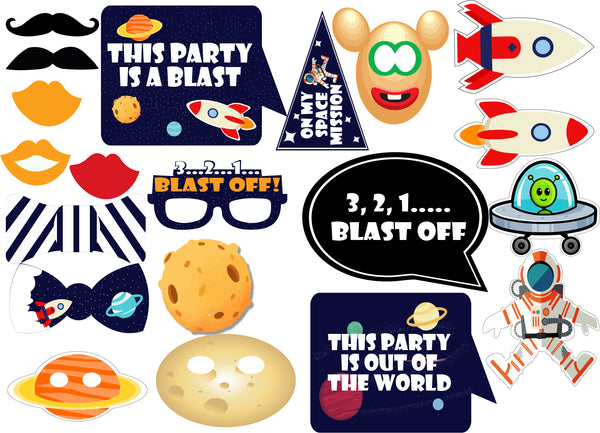 Space Birthday Party Photo Booth Props Kit