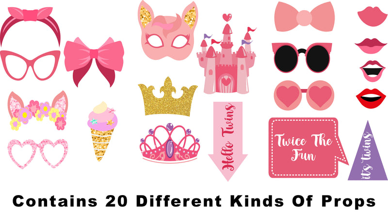 Twin Girls Birthday Party Photo Booth Props Kit