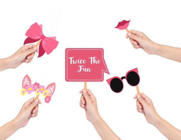 Twin Girls Birthday Party Photo Booth Props Kit
