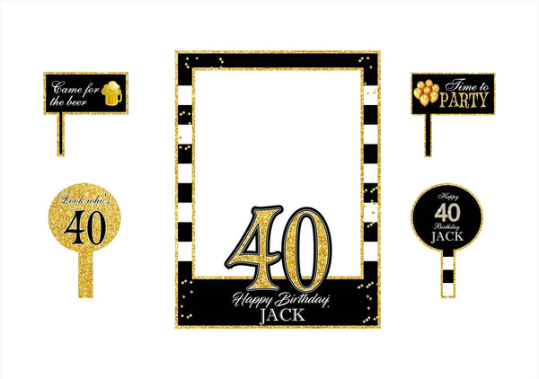 40th Theme Birthday Party Selfie Photo Booth Frame