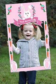 Bunny Birthday Party Selfie Photo Booth Frame & Props
