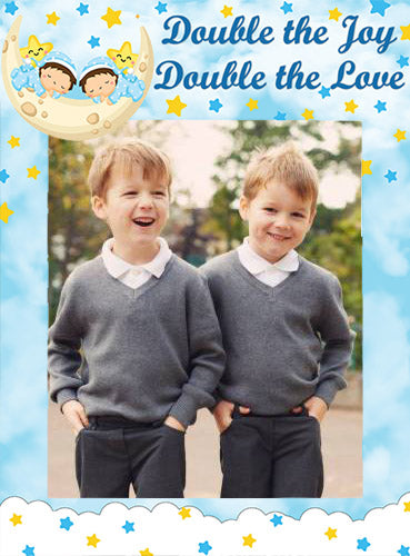 Twin Boys Party Theme Birthday  Selfie Photo Booth Frame & Props