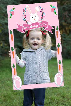 Bunny Birthday Party Selfie Photo Booth Frame & Props