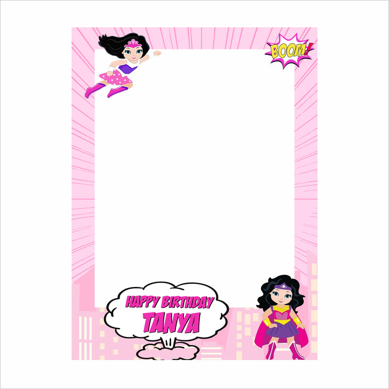 Super Girl Birthday Party Selfie Photo Booth Frame