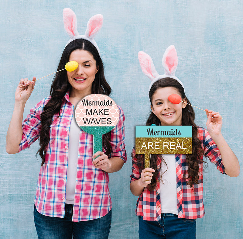 Mermaid Birthday Party Selfie Photo Booth Frame & Props