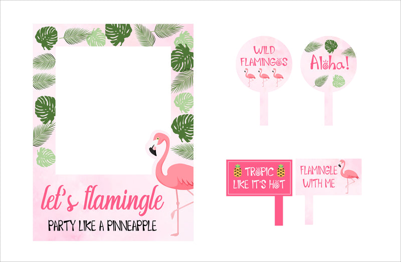 Flamingo Birthday Party Selfie Photo Booth Frame