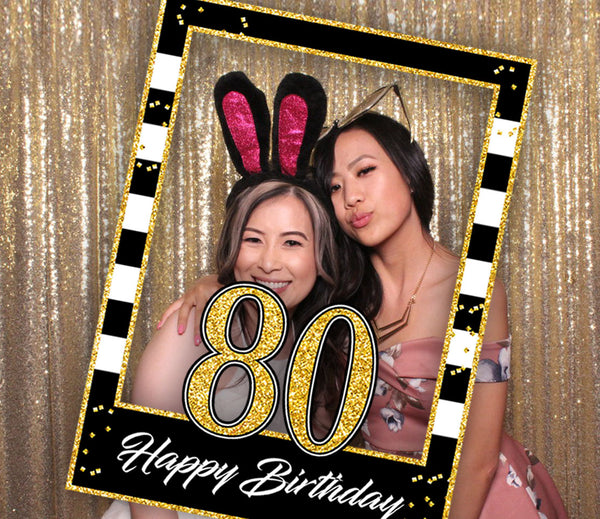80th Theme Birthday Party Selfie Photo Booth Frame
