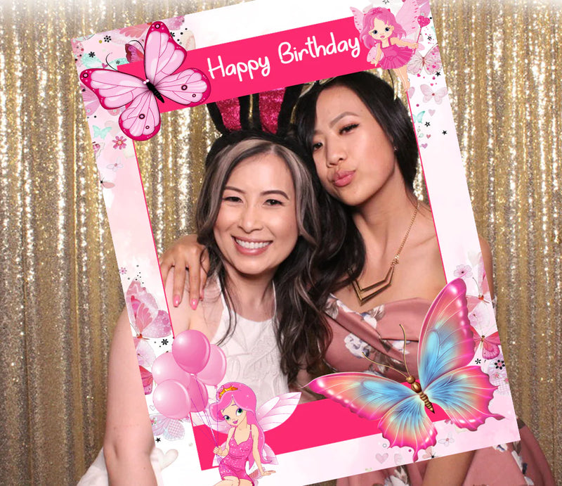 Butterflies and Fairies Theme Birthday Party Selfie Photo Booth Frame