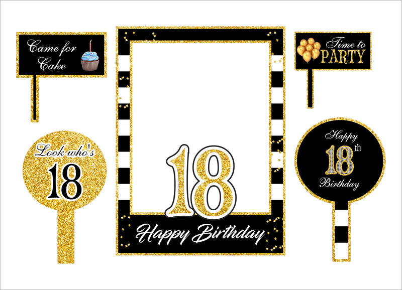 18th Birthday Party Selfie Photo Booth Frame & Props