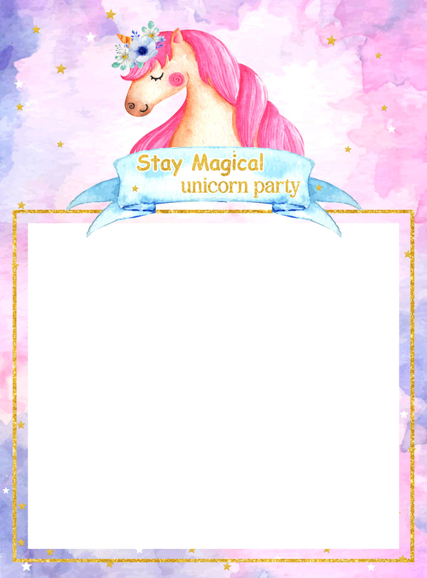 Unicorn Birthday Party Selfie Photo Booth Frame