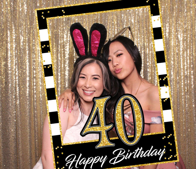 40th Theme Birthday Party Selfie Photo Booth Frame