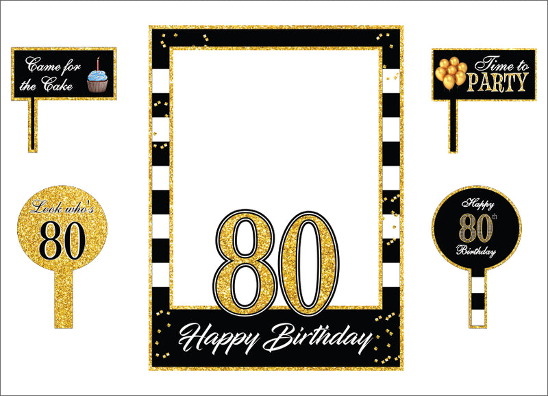 80th Theme Birthday Party Selfie Photo Booth Frame