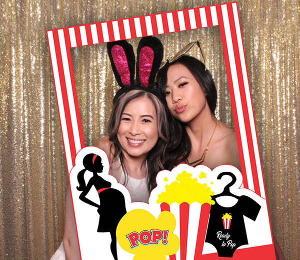 "Ready To Pop" Baby Shower Theme Party Selfie Photo Booth Frame & Props