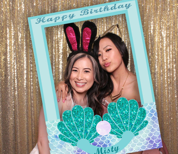 Mermaid Birthday Party Selfie Photo Booth Frame & Props