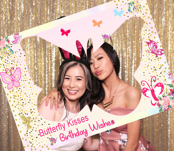 Butterflies and Fairies Theme Birthday Party Selfie Photo Booth Frame & Props