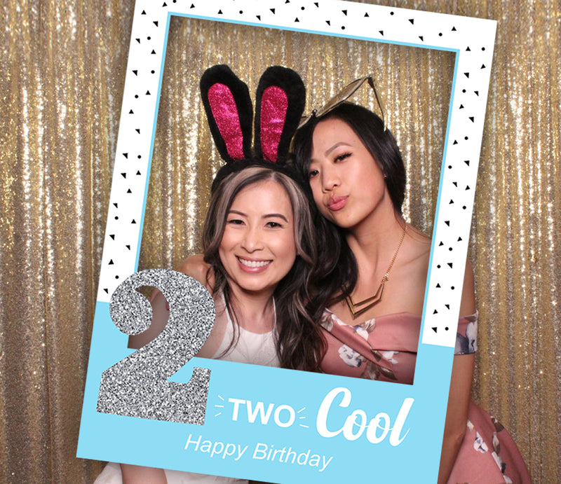 Two Cool Party Theme Birthday  Selfie Photo Booth Frame & Props