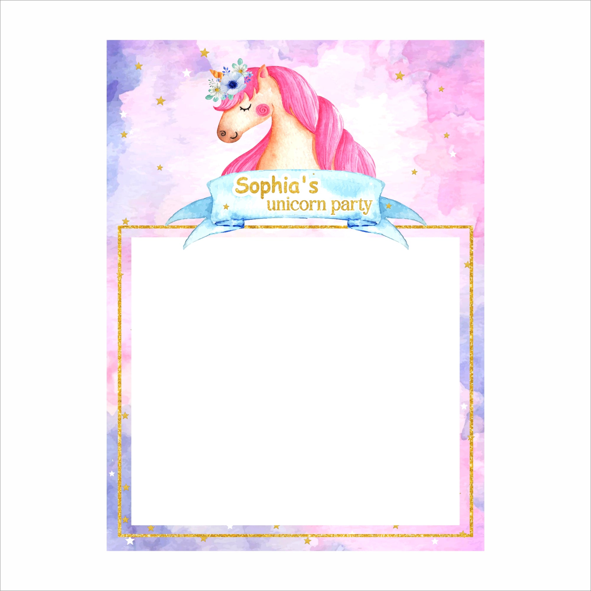 Unicorn Birthday Party Selfie Photo Booth Frame