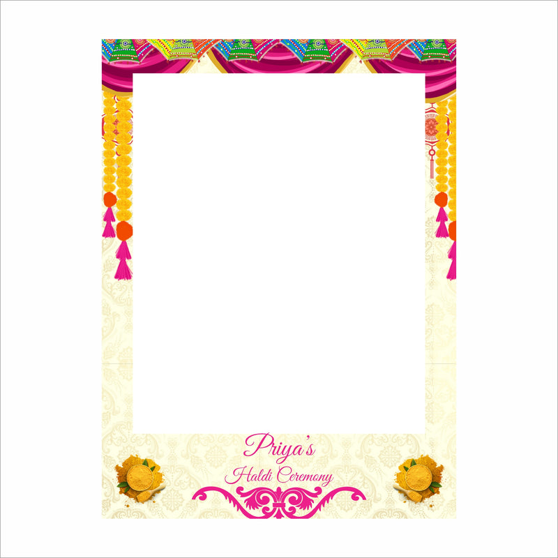 Haldi Ceremony Indian Wedding Party Selfie Photo Booth Frame