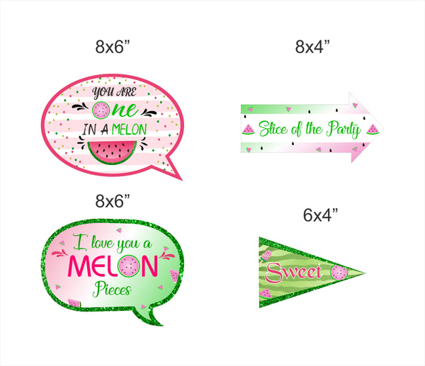 One In A Melon  Birthday Party Photo Props Kit