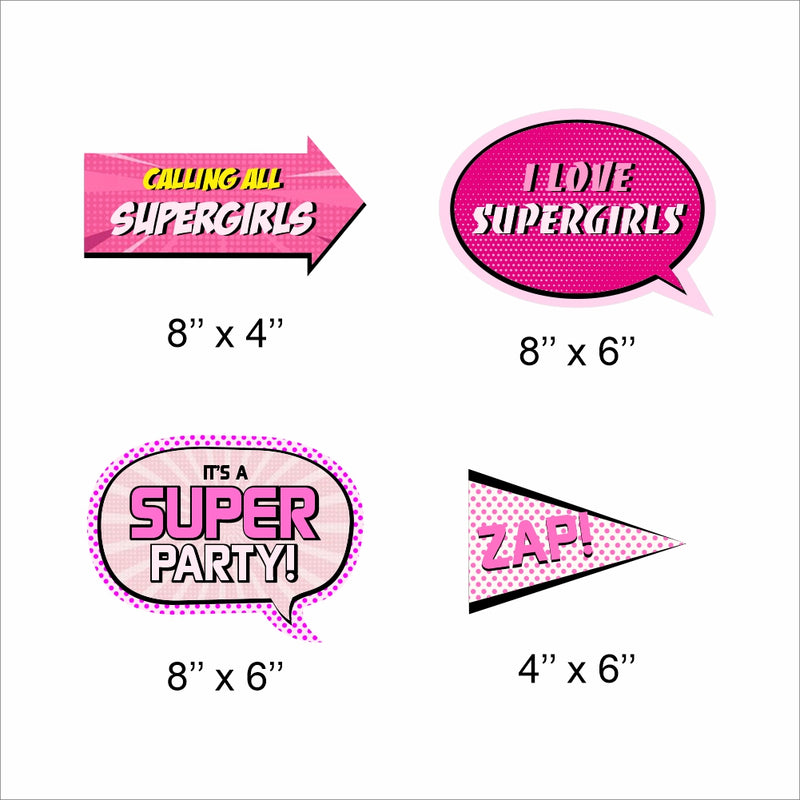 Super Girl Birthday Party Photo Props Kit