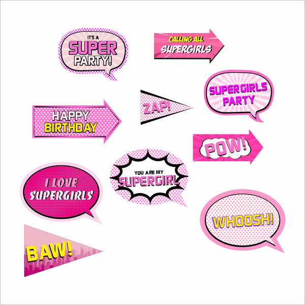 Super Girl Birthday Party Photo Props Kit