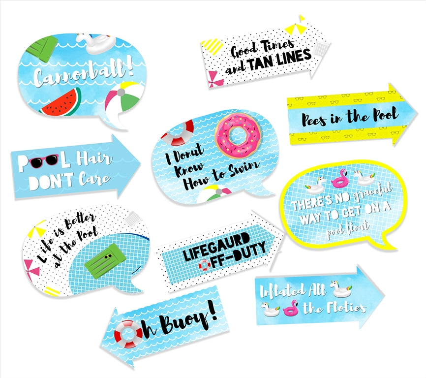 Pool Party Birthday Photo Props Kit