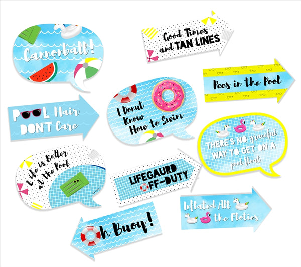 Pool Party Birthday Photo Props Kit