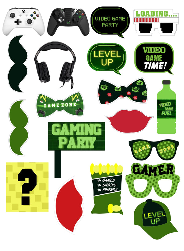 Gaming Theme Balloon Birthday Party Photo Booth Props Kit Set of 20