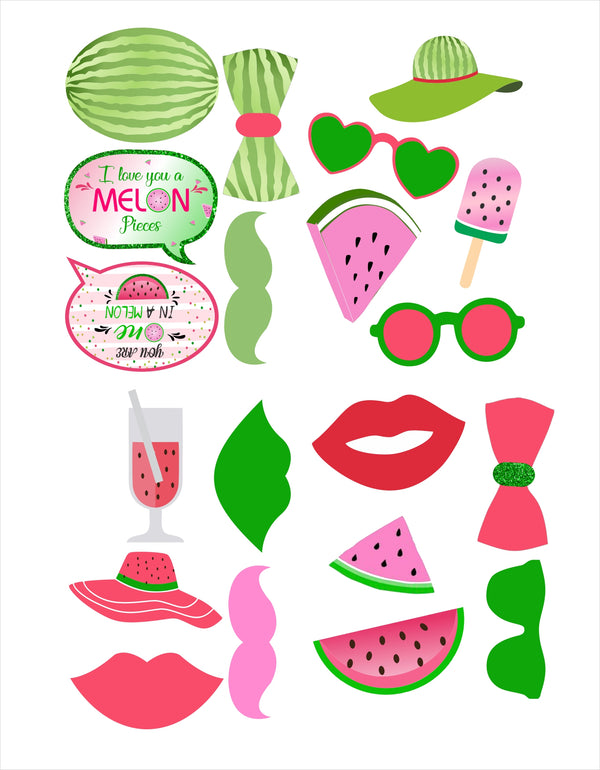 One In A Melon Birthday Party Photo Booth Props Kit