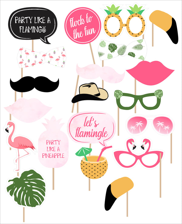 Flamingo Theme Birthday Party Photo Booth Props Kit