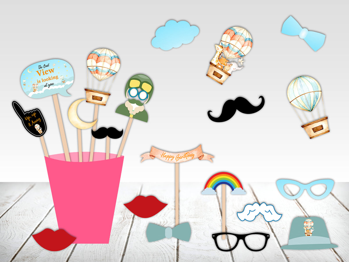 Buy Hot Air balloon birthday Party Decoration Photo Booth Props Kit ...