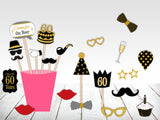 60th Theme Birthday Party Photo Booth Props Kit