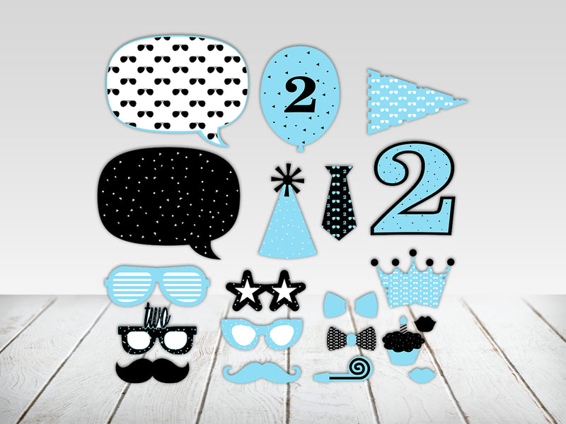 Two Cool Party Birthday Party Photo Booth Props Kit