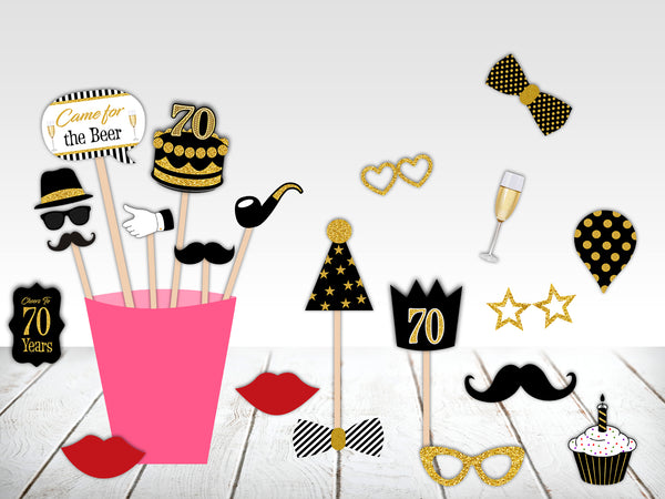 70th Theme Birthday Party Photo Booth Props Kit