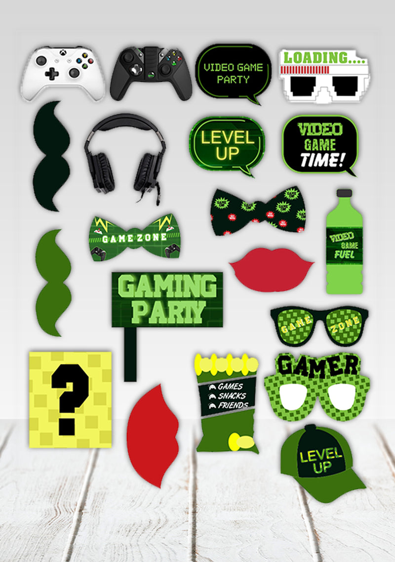 Gaming Theme Balloon Birthday Party Photo Booth Props Kit Set of 20