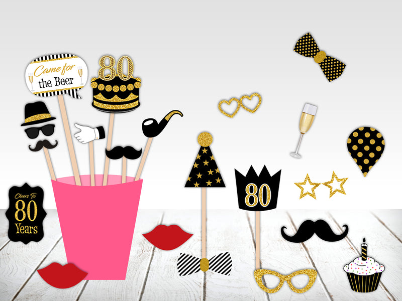 30th Theme Birthday Party Photo Booth Props Kit