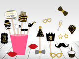 21st Theme Birthday Party Photo Booth Props Kit