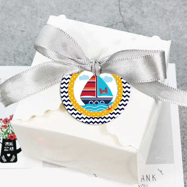 Nautical Ahoy Theme Birthday Party Thank You Tags/Return Gift tags
