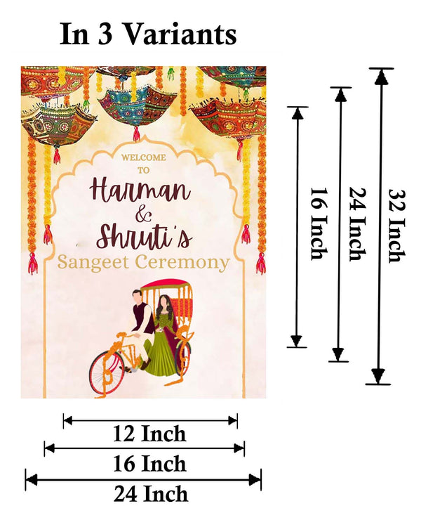 Sangeet Wedding Ceremony Welcome Board for Decoration