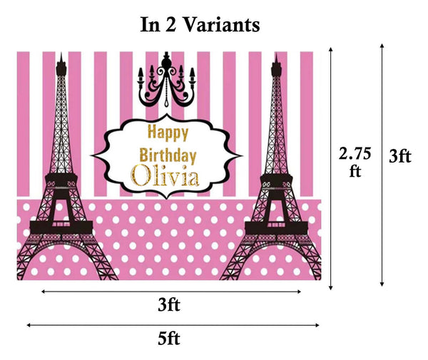 Paris Birthday Party Personalized Backdrop.