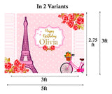 Paris Birthday Party Personalized Backdrop.