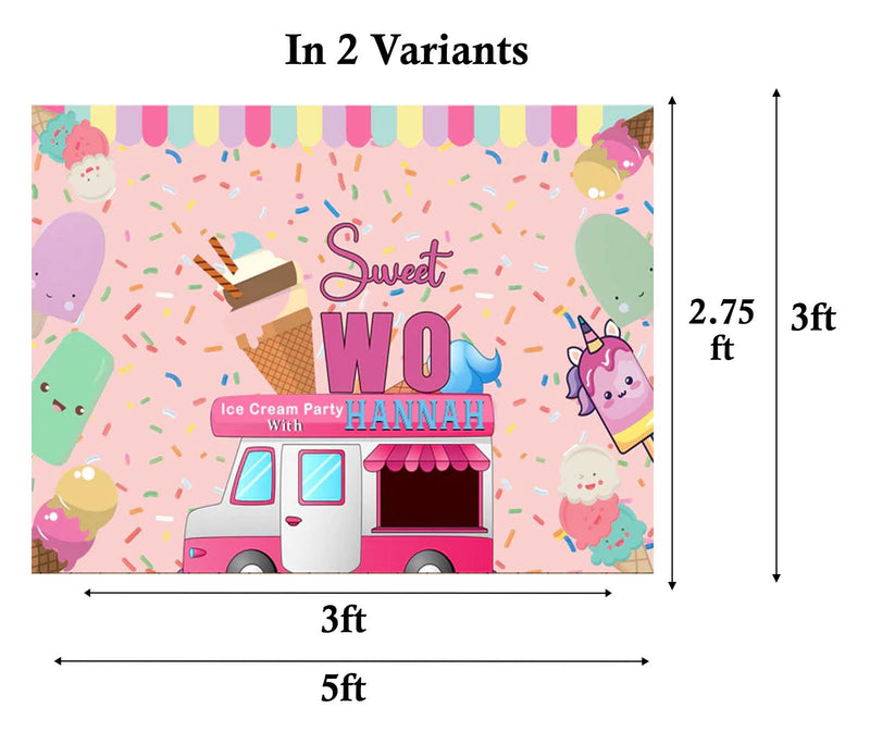 Two Sweet Birthday Party Personalized Backdrop