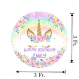 Unicorn Theme Birthday Party Round Backdrop