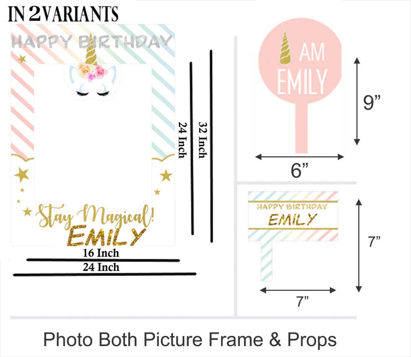 Unicorn Birthday Party Selfie Photo Booth Frame & Props