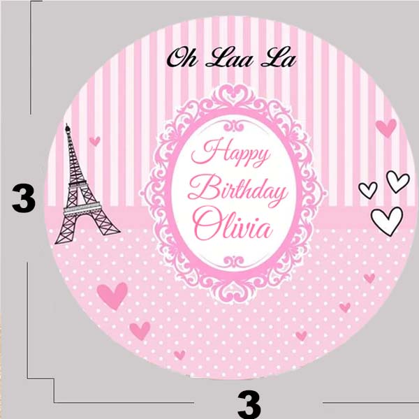 Paris Theme Birthday Party Round Backdrop