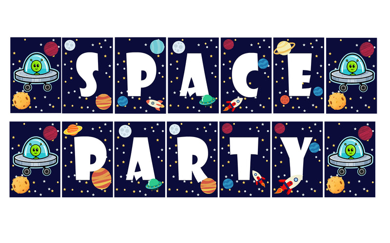 Space Theme Birthday Party Banner for Decoration