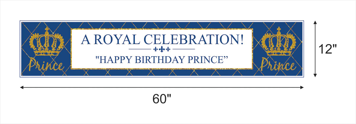 Prince Birthday Party Long Banner for Decoration